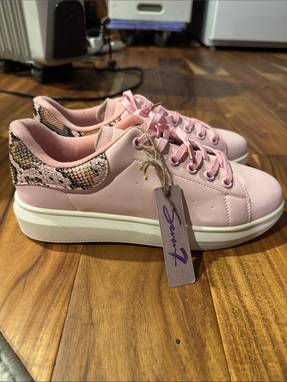 NWT Pink Platform Seven7 Sneaker with Snake-Print Accent